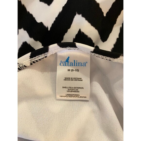 Catalina Womens 2 Piece Halter Top Black & White Size Medium Beach Pool Vacation - Picture 8 of 10